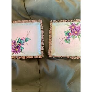 Nwot. Hand Crafted Hand-Painted Floral Decorative Jewelry/Trinket Trays - Pair